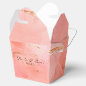 Gold Peach Waterverf Abstracte naam Modern Wedding Bedankdoosjes (Geopend)