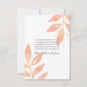 Gold Peach Waterverf Floral Hartelijk dank Bedankkaart (Voorkant)