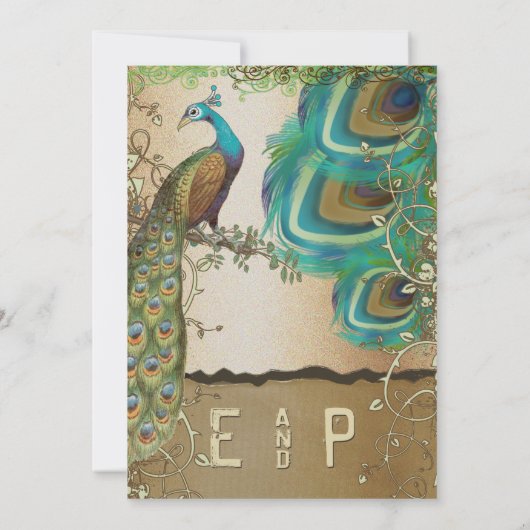 Gold Peacock 3 Veters Kaart (Achterkant)