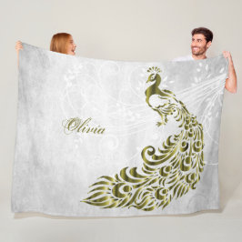 Gold Peacock - Aangepaste fleece Blanket Deken