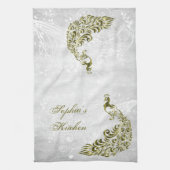 Gold Peacock - Aangepaste keukenhanddoeken (Verticaal)