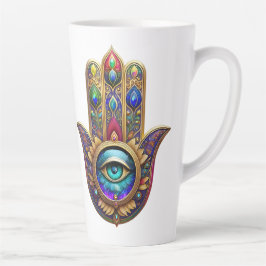 Gold Peacock Colors Hamsa Green Sapphire Third Eye Latte Mok
