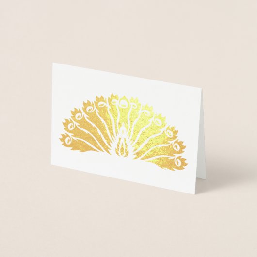 Gold Peacock (Fan) Notecard Folie Kaarten (Voorkant)