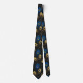 Gold Peacock Feather Black Blue Mannen Necktie Stropdas (Voorkant)