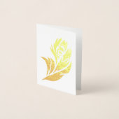 Gold Peacock Feather Notecard Folie Kaarten (Voorkant)
