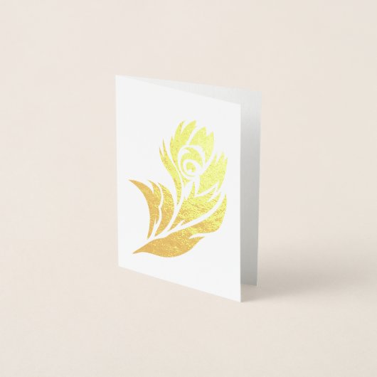 Gold Peacock Feather Notecard Folie Kaarten (Voorkant)
