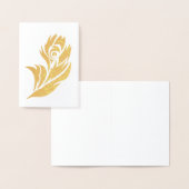Gold Peacock Feather Notecard Folie Kaarten (Display)