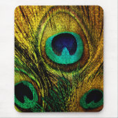 Gold Peacock Feather Pattern Muismat (Voorkant)
