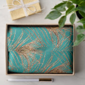 Gold Peacock Feathers op Aqua Decoupage Tissuepapier (Geschenk)