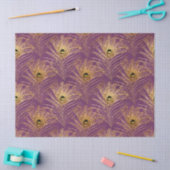 Gold Peacock Feathers op Paarse ontkoppeling Tissuepapier (Craft)