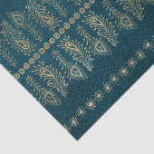 Gold Peacock Flowers op Blauwgroen ontkoppeling Tissuepapier (Detail)