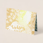 Gold Peacock Geometric Lijst Wedding Invitation Folie Kaarten (Voorkant)