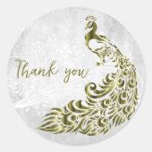 Gold Peacock Hartelijk dank Ronde Sticker (Voorkant)