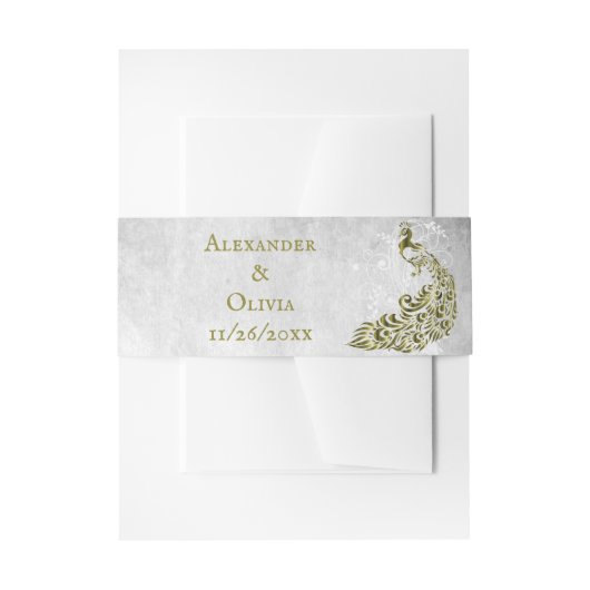Gold Peacock Leaf Vine Invite Belly Band Uitnodigingen Wikkel (Voorkant Voorbeeld)