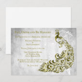Gold Peacock Leaf Vine Rehearsal Dinner Invite Kaart (Voorkant / Achterkant)