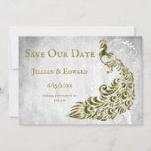 Gold Peacock Leaf Vine Save the Date Notice Aankondiging (Voorkant)