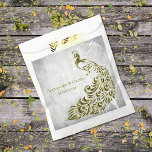 Gold Peacock Leaf Vine Wedding Favor Bags Bedankzakje<br><div class="desc">Geef je gasten een huwelijksgunst met een gouden Peacock Leaf Vine Wedding Favor Bag. Het ontwerp van de tas is voorzien van een lichtgrijze grijze achtergrond met een levendige gouden pauw met een bladwijnenversiering. Pas de bruidegom en de bruidnamen aan samen met de trouwdatum. Extra trouwbenodigdheden zijn ook beschikbaar bij...</div>