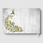 Gold Peacock Leaf Vine Wedding Guestbook Gastenboek (Achterkant)