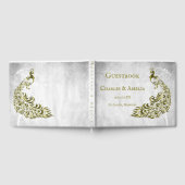 Gold Peacock Leaf Vine Wedding Guestbook Gastenboek (Volledig)