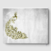 Gold Peacock Leaf Vine Wedding Guestbook Gastenboek (Achterkant)