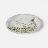 Gold Peacock Leaf Vine Wedding Paper Bord (Gekanteld)
