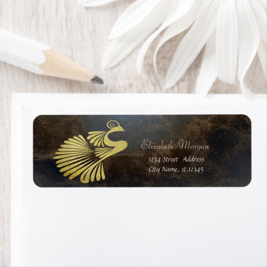 Gold Peacock, lederen blik Etiket (Insitu)