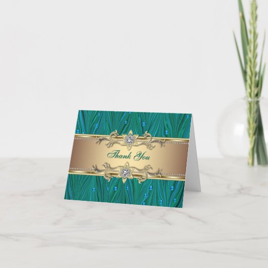 Gold Peacock Pearls Jade Blauwgroen Blule Bedankt  (Voorkant)