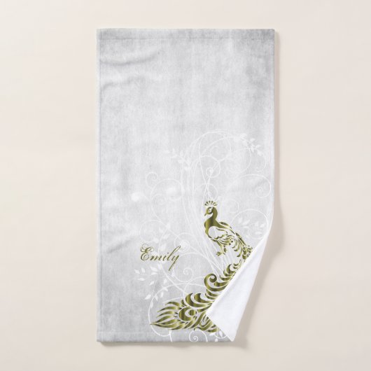 Gold Peacock - Persoonlijke badhanddoeken Bad Handdoek (Handdoek)