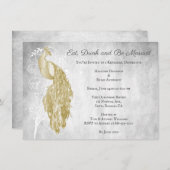 Gold Peacock-repetitie Inbeluitnodiging Kaart (Voorkant / Achterkant)