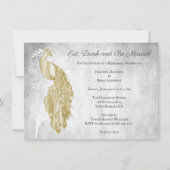 Gold Peacock-repetitie Inbeluitnodiging Kaart (Voorkant)