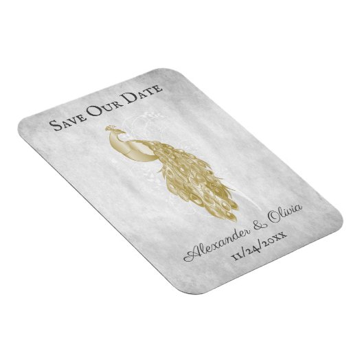 Gold Peacock sparen de Datum Magnet Magneet (Rechterzijde)