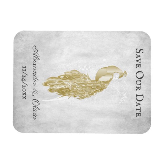 Gold Peacock sparen de Datum Magnet Magneet (Horizontaal)