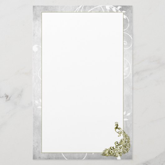 Gold Peacock Stationery Briefpapier (Achterkant)