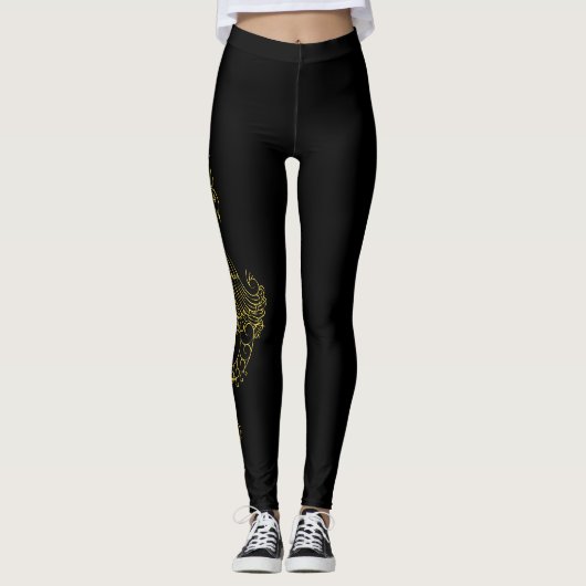 Gold Peacock Tattoo Leggings (Voorkant)