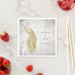 Gold Peacock Vrijgezellenfeest Napkins Servet<br><div class="desc">Een uniek servet personaliseren voor je trouwreceptie of vrijgezellenfeest gasten met een set Gold Peacock Vrijgezellenfeest Napkins. Het Napkin-ontwerp is voorzien van een elegante pauw tegen een kwetsbare foliage- en slijmachtergrond. Pas de bruidegom en de bruidnamen aan samen met de trouwdatum. Extra trouwbenodigdheden zijn ook beschikbaar bij dit ontwerp.</div>