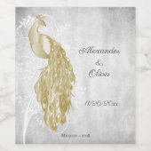 Gold Peacock Weddenschap Wine Label Wijn Etiket (Enkel label)