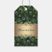 Gold Peacock Wedding Cadeaulabel (Voorkant)