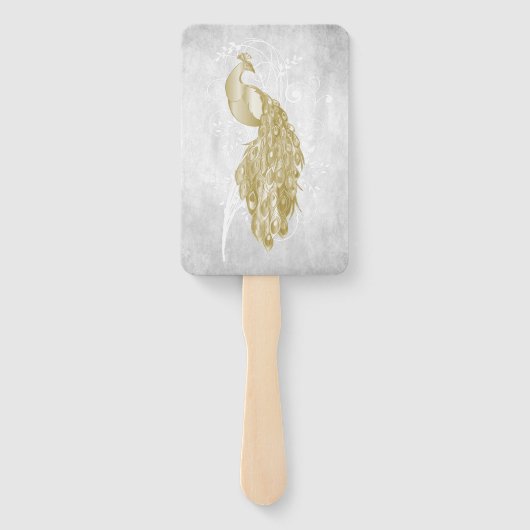 Gold Peacock Wedding Favor Hand Fan Handwaaier (Achterkant)