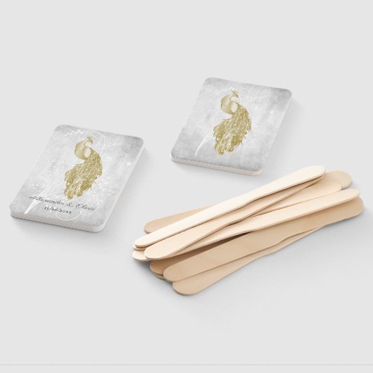 Gold Peacock Wedding Favor Hand Fan Handwaaier (Niet-gemonteerd)