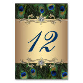 Gold Peacock Wedding Kaart (Achterkant)