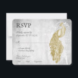 Gold Peacock Wedding RSVP Kaart<br><div class="desc">Stuur gasten een eenvoudige en elegante Gold Peacock Wedding RSVP Kaart met uw uitnodiging. Het ontwerp van de reactiekaart is voorzien van een elegante pauw tegen een kwetsbare foliage- en slijmachtergrond. Pas aan met de antwoorddatum en menuopties. Extra trouwbenodigdheden zijn ook beschikbaar bij dit ontwerp.</div>