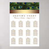Gold Peacock Wedding Seating Chart Poster (Voorkant)