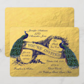 Gold Peacock Wedding Uitnodiging (Voorkant / Achterkant)