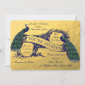 Gold Peacock Wedding Uitnodiging (Voorkant)