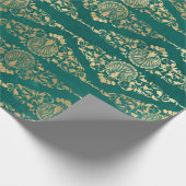 Gold Peacocks en Filigree op groen Cadeaupapier (Hoek)