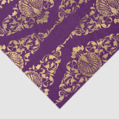 Gold Peacocks en Filigree op Paarse ontkoppeling Tissuepapier (Detail)