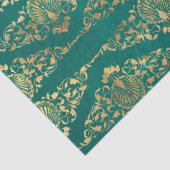 Gold Peacocks en Filigree over groene ontkoppeling Tissuepapier (Detail)