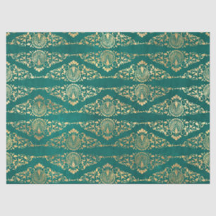 Gold Peacocks en Filigree over groene ontkoppeling Tissuepapier