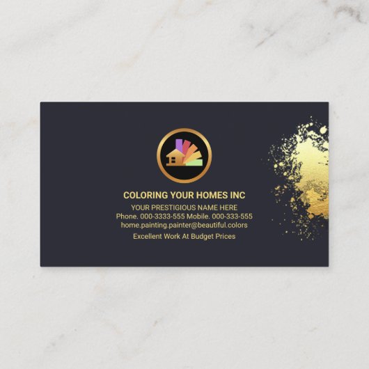 Gold Pealing Paint Splatter Handyman Visitekaartje (Achterkant)