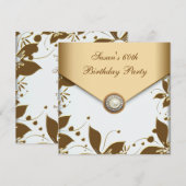 Gold Pearl Flower Swirl Vrouwen 60ste Verjaardag P Kaart (Voorkant / Achterkant)